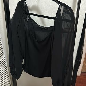 Sheer sleeve black top